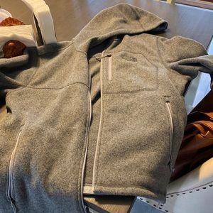 North face mens hoodie zip up grey